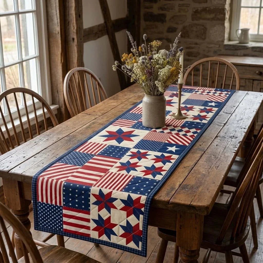 Rustic Star Quilted Table Runner