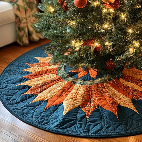 Rustic Sunburst Quilted Christmas Tree Skirt