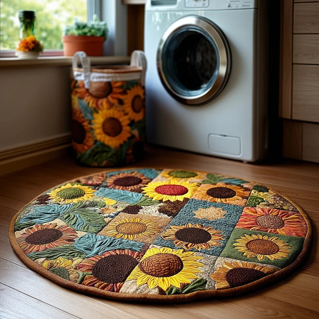 Rustic Sunflower Quilted Round Mat