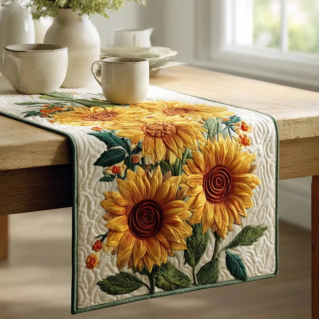 Rustic Sunflower Quilted Table Runner