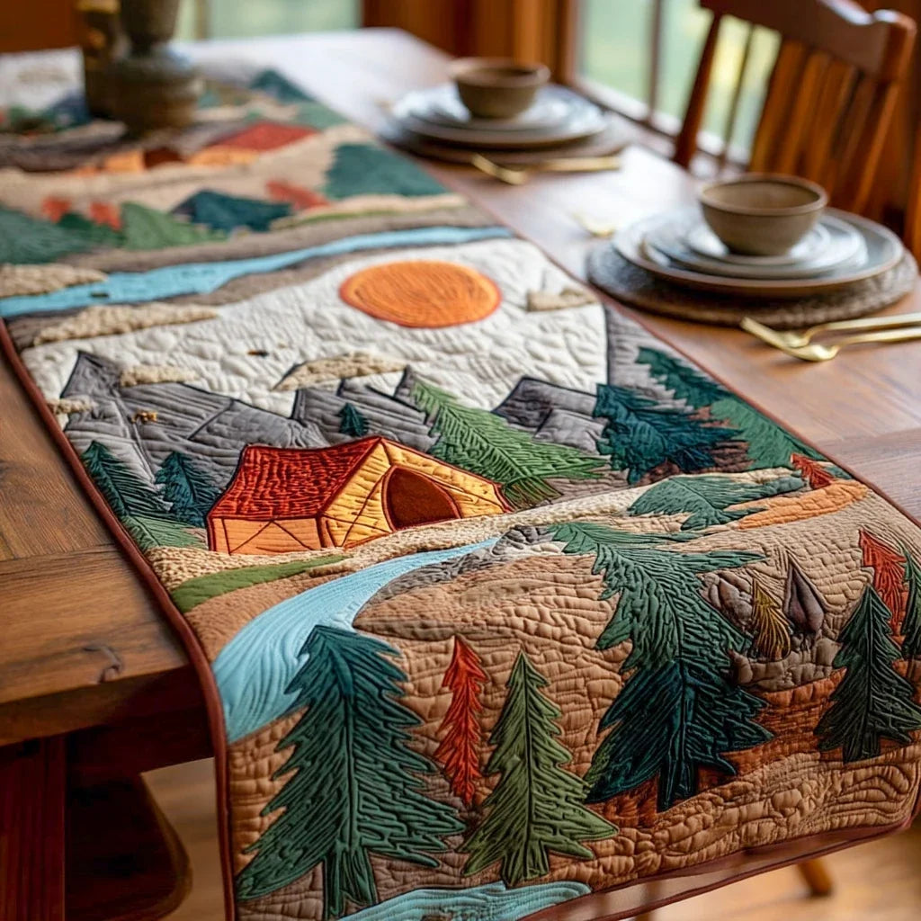 Rustic Tent Meadow Quilted Table Runner