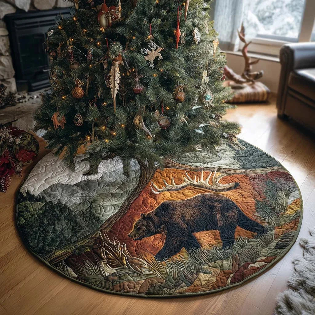 Rustic Trail Christmas Quilted Tree Skirt