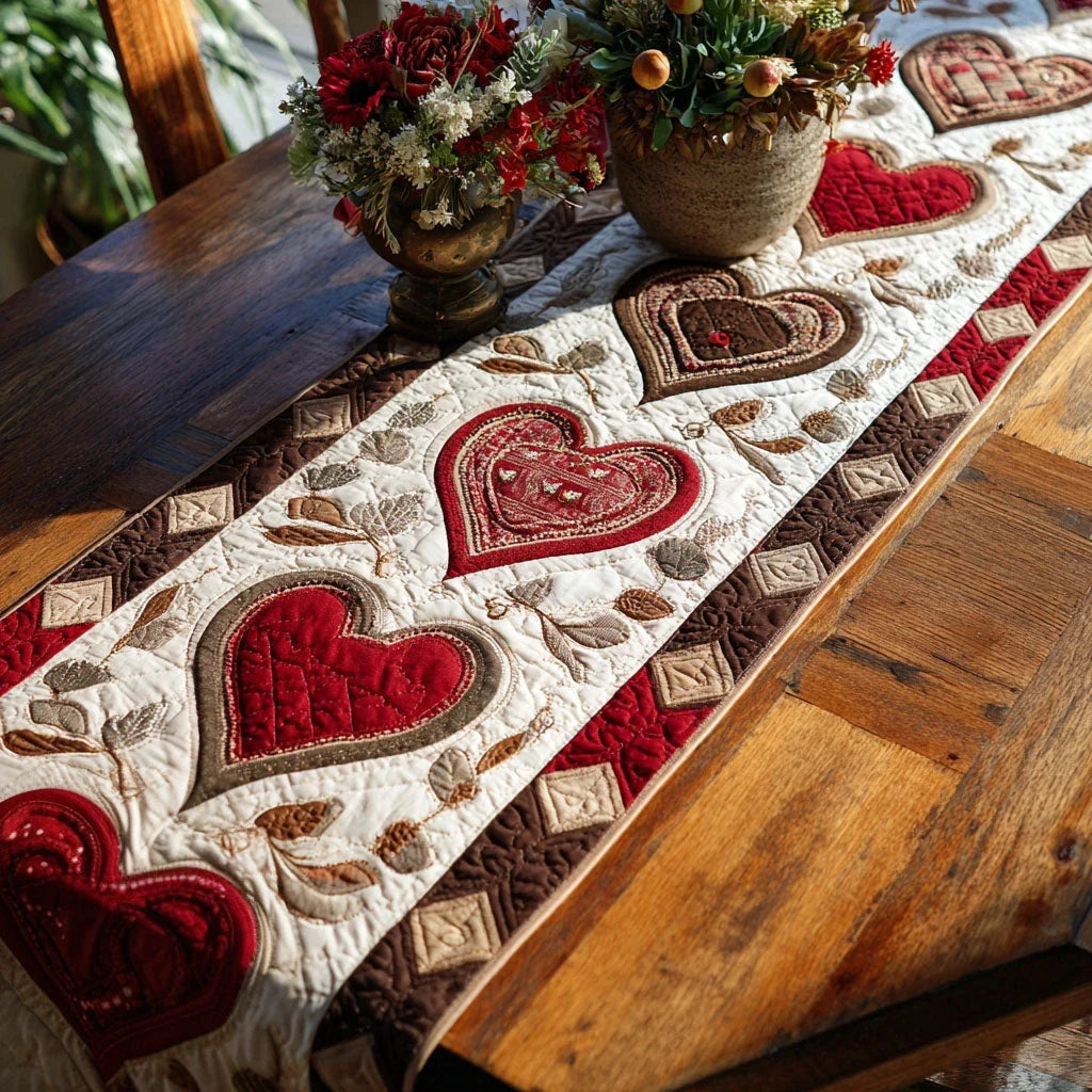 Rustic Valentine Lane Quilted Table Runner