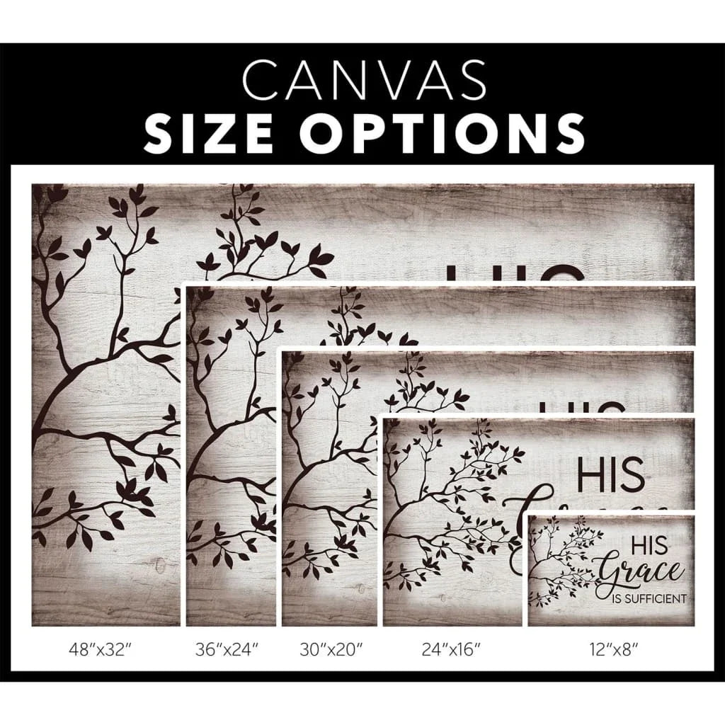 rustic his grace is sufficient christian wall art canvas (Landscape) (view 4)