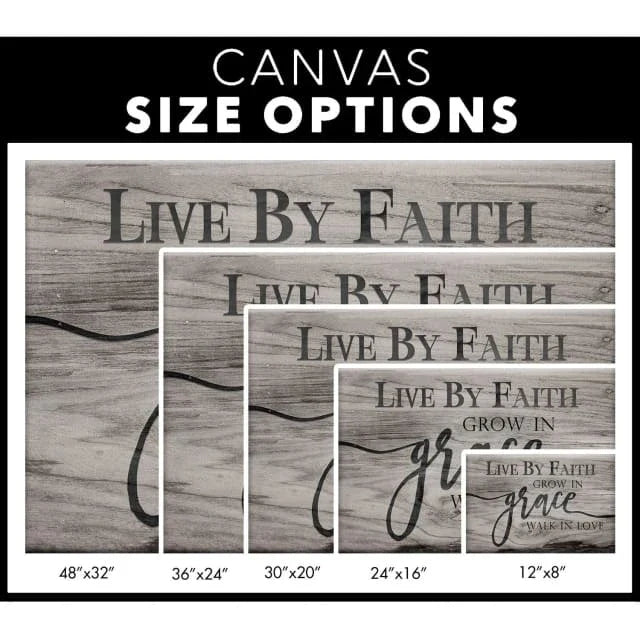 rustic christian wall art live by faith grow in grace walk in love canvas (Landscape) (view 4)