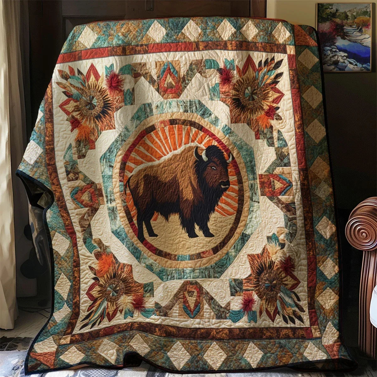 Sacred Bison Spirit Quilt Blanket
