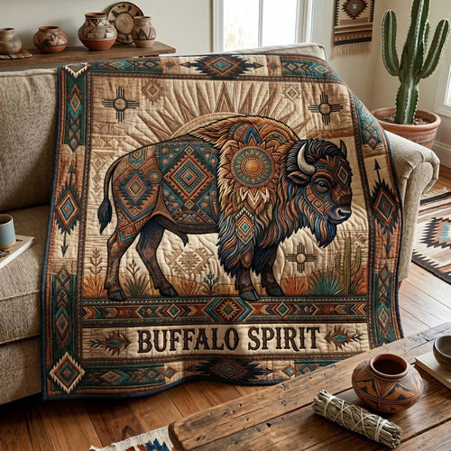 Sacred Bison Strength Quilt Blanket