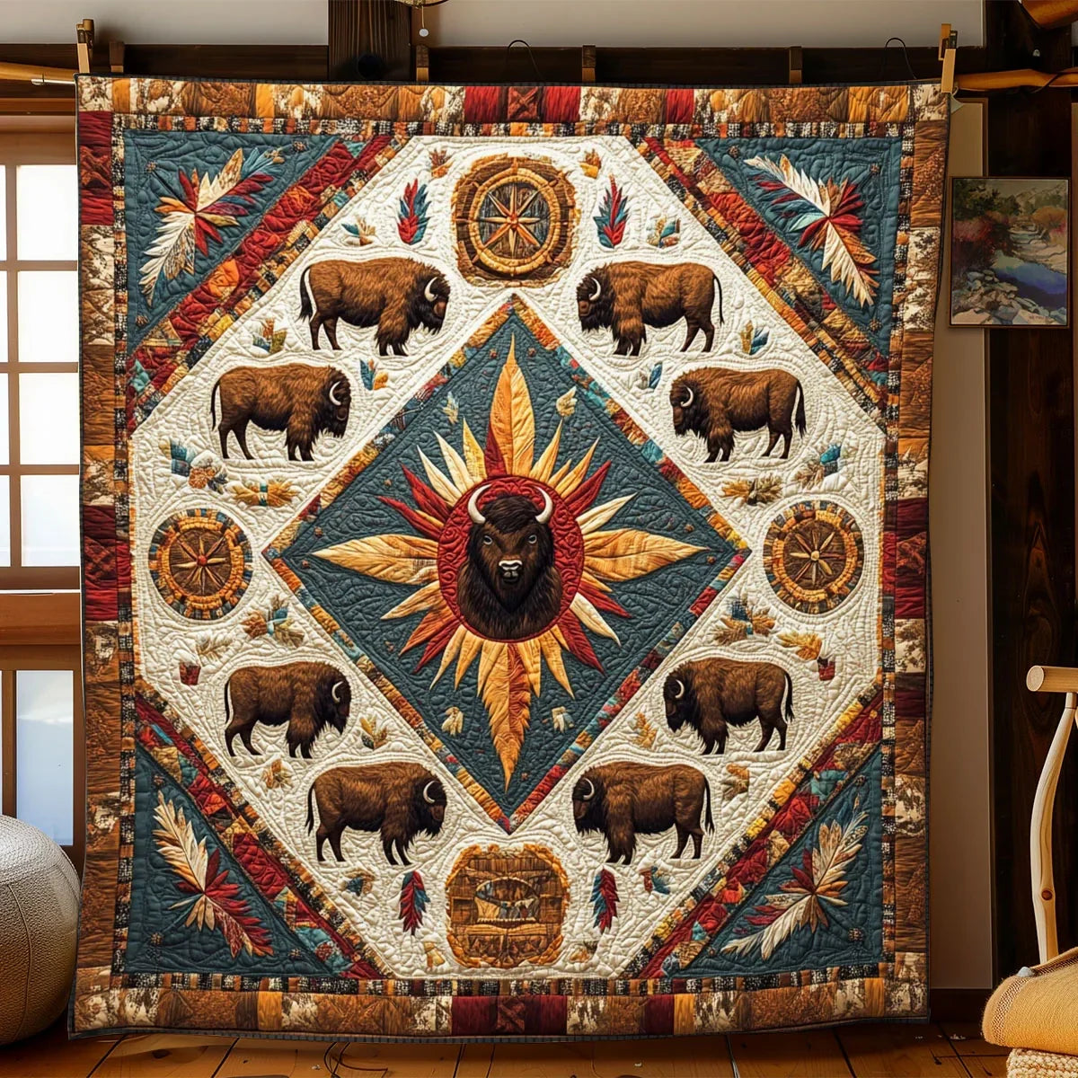 Sacred Bison Quilt Blanket