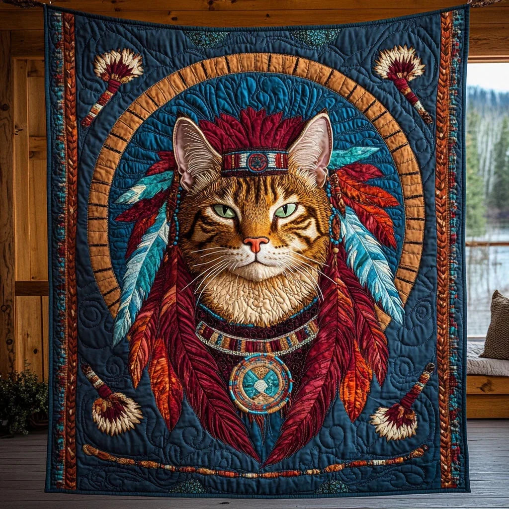 Sacred Feline Quilt Blanket