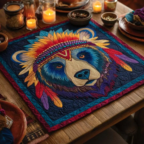 Sacred Forest Bear Quilted Table Topper
