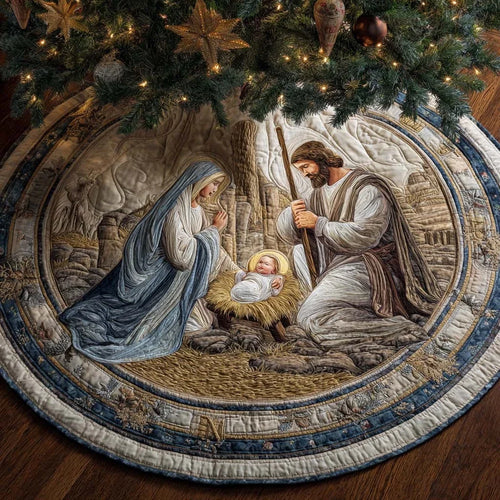 Sacred Nativity Quilted Tree Skirt