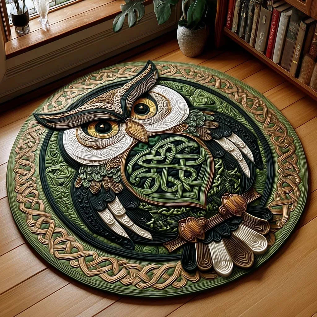 Sacred Owl Quilted Round Mat