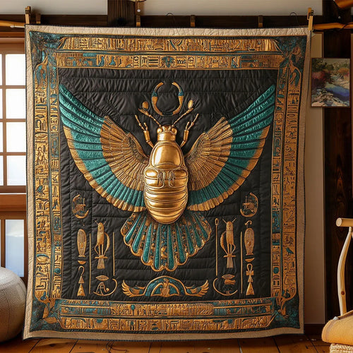 Sacred Scarab Quilt Blanket