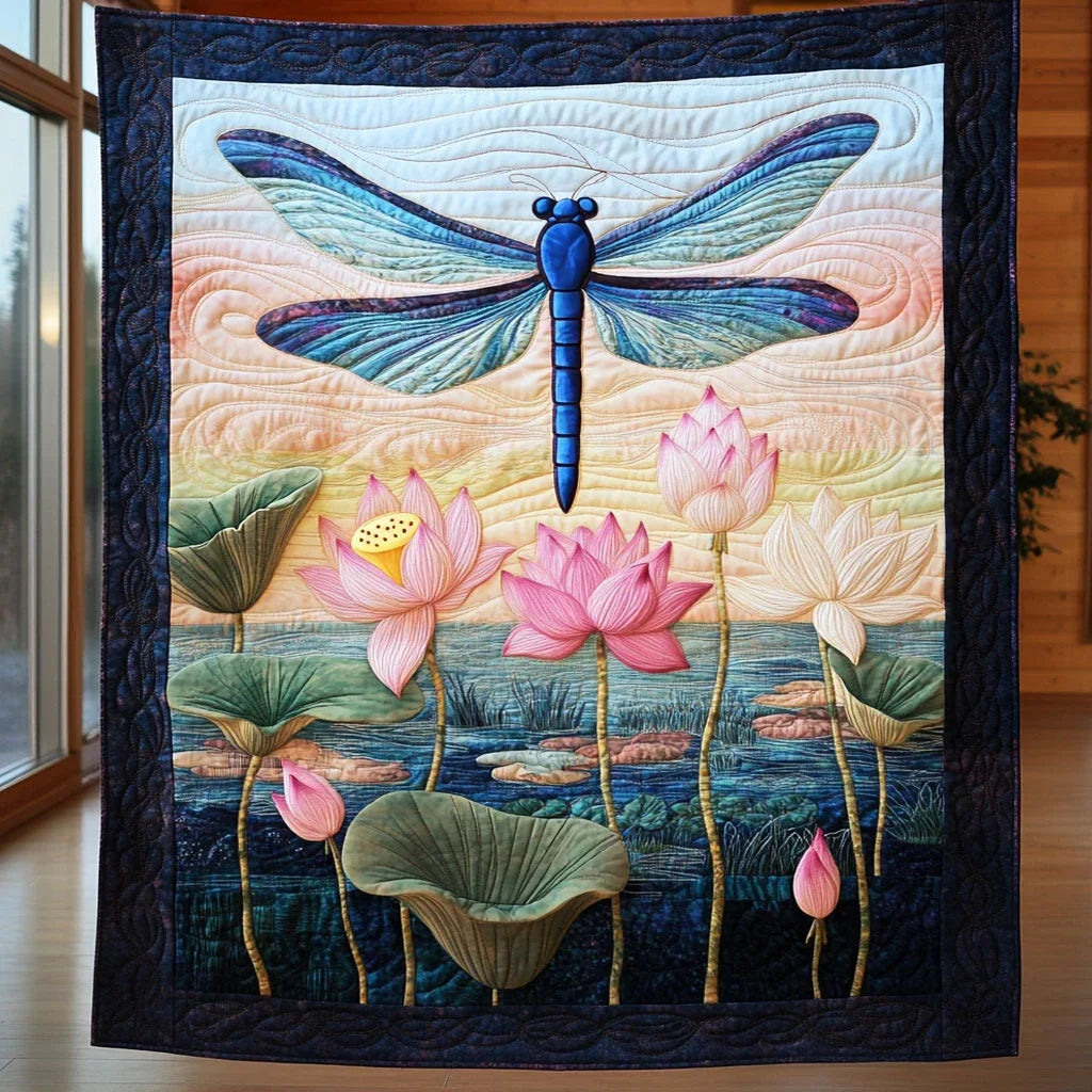 Sacred Wings Of The Lotus Quilt Blanket