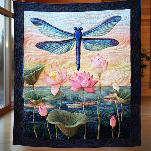 Sacred Wings Of The Lotus Quilt Blanket