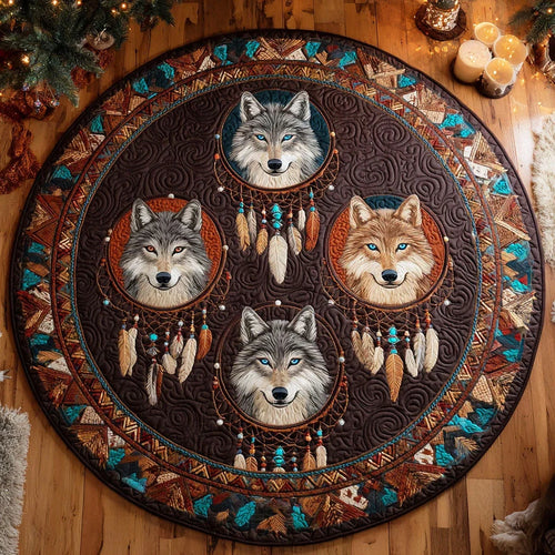 Sacred Wolves Quilted Round Mat