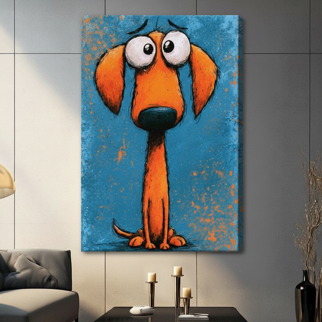 Graffiti Dachshund Dog Funny Pop Art Canvas Wall Art