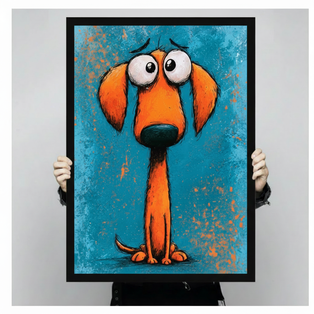Graffiti Dachshund Dog Funny Pop Art Canvas Wall Art