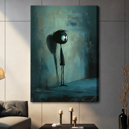Dark Whimsical Stick Figure Canvas Wall Art