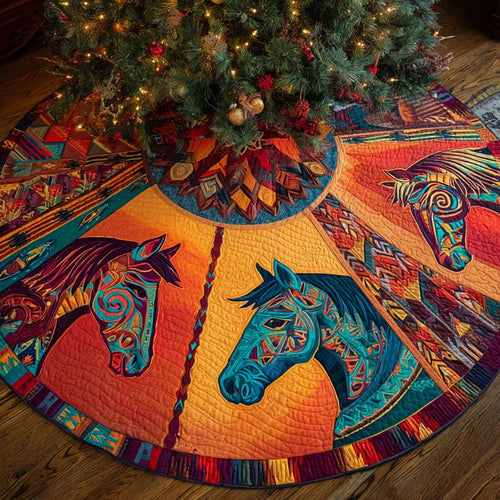 Sagebrush Geometry Burst Quilted Tree Skirt