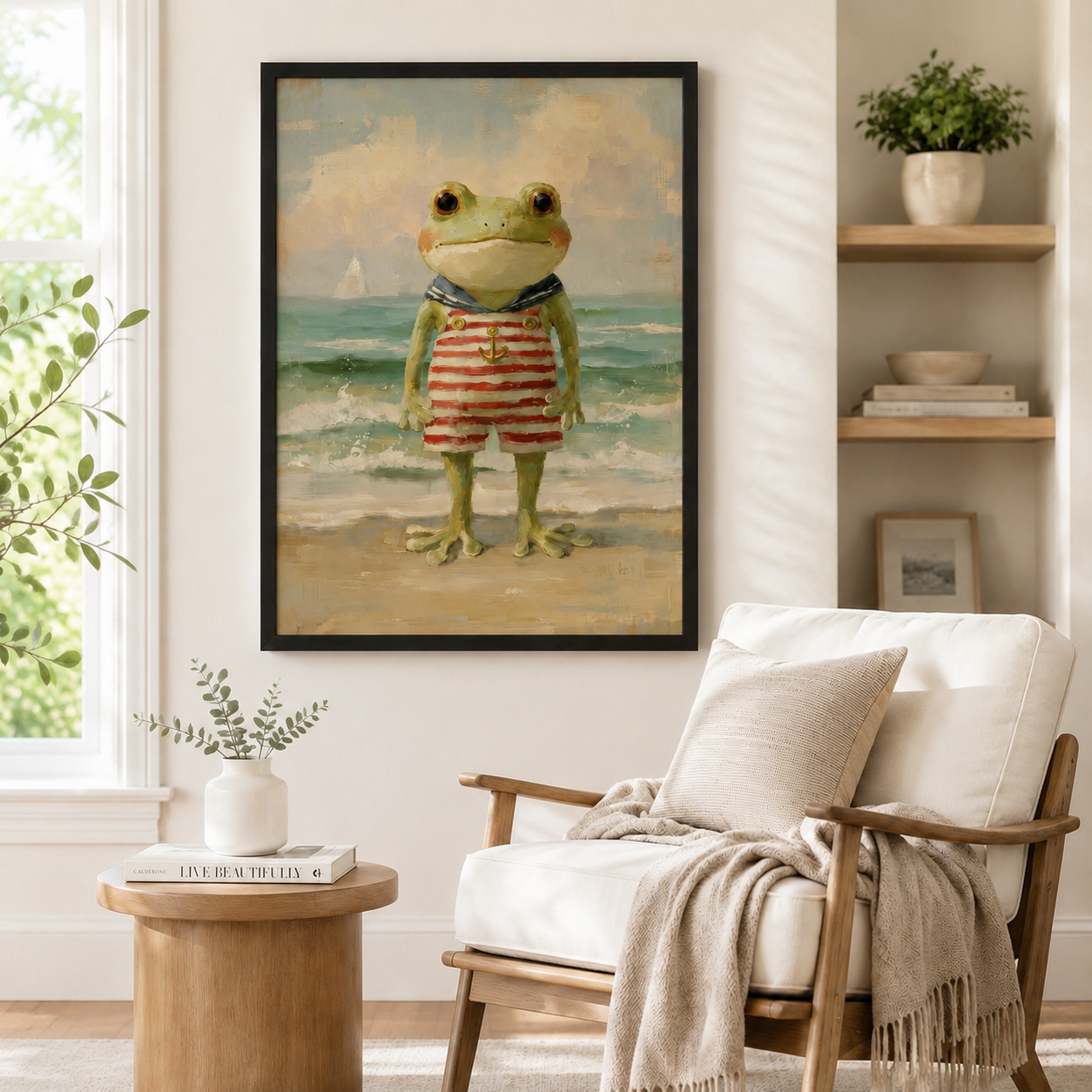 Sailor Frog Beach Vintage Canvas Wall Art
