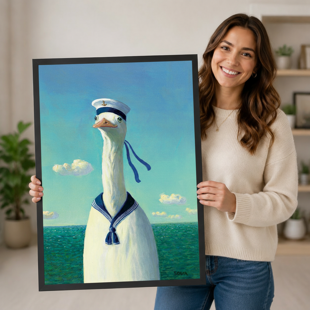 Sailor Goose Nautical Canvas Wall Art