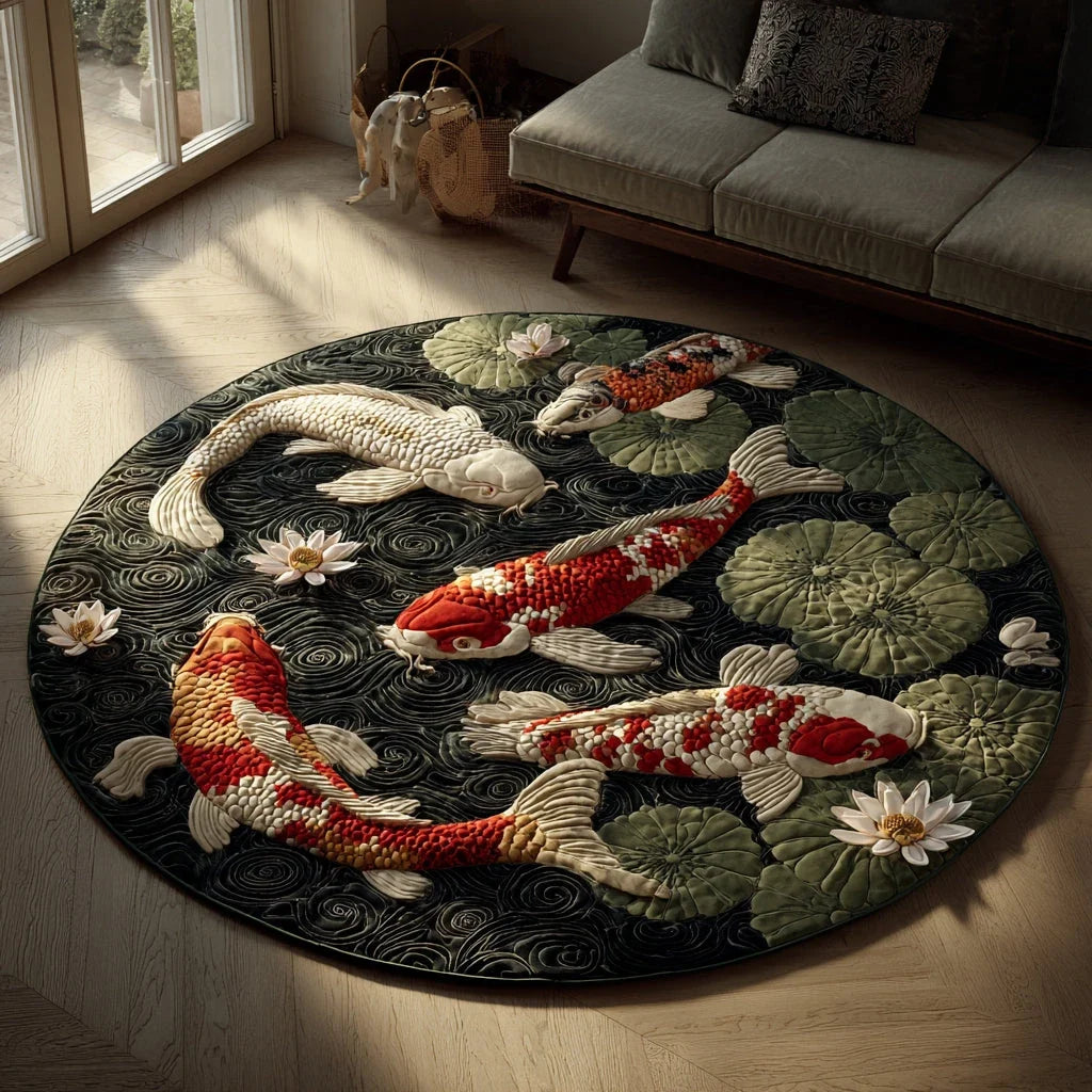 Sakura Koi Stream Quilted Round Mat