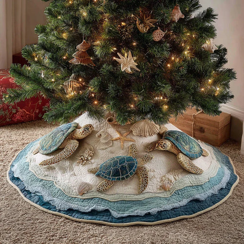 Sandy Tides Christmas Quilted Tree Skirt