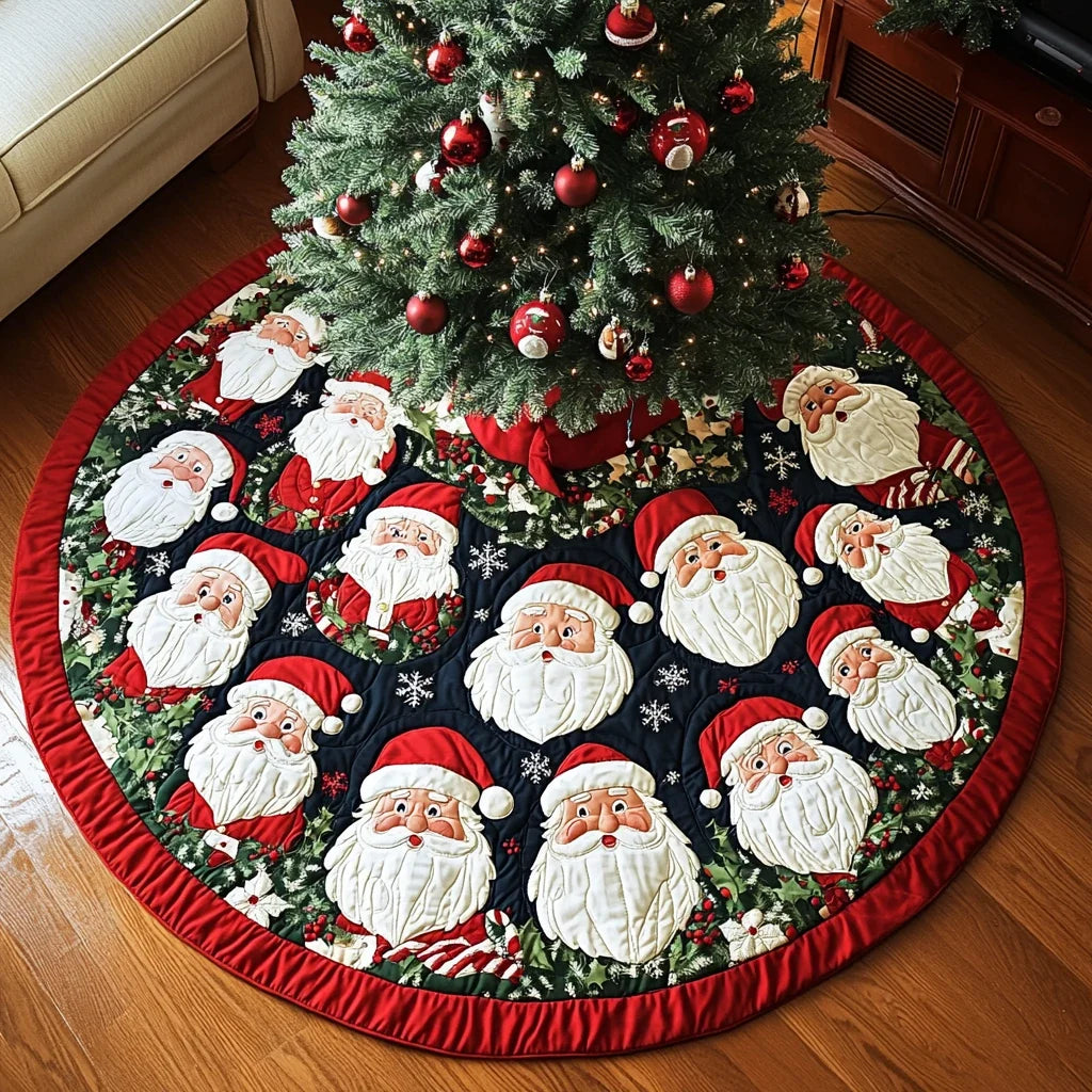 Santa Cheer Christmas Quilted Tree Skirt