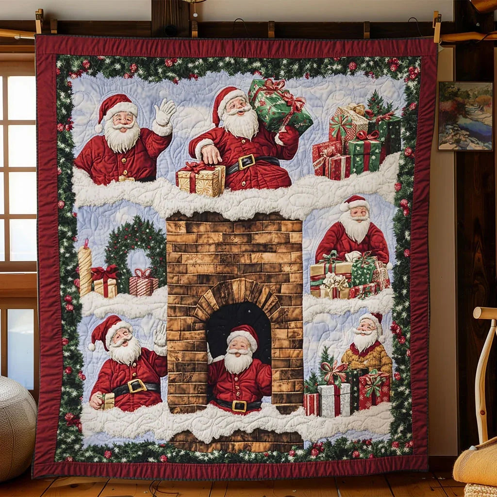 Santa Chimney Joy Quilt Blanket