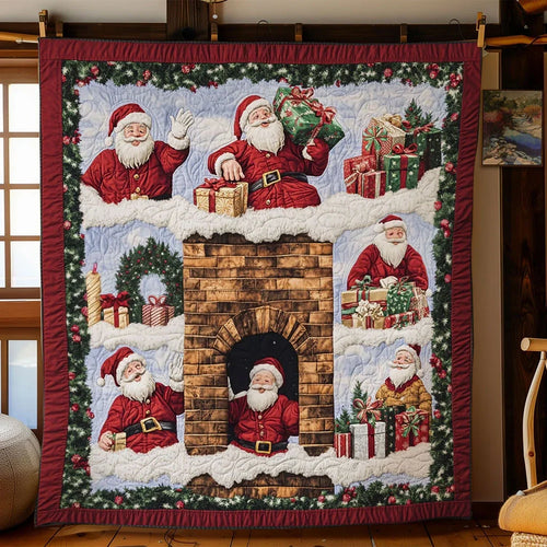 Santa Chimney Joy Quilt Blanket