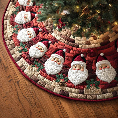 Santa Circle Christmas Quilted Tree Skirt