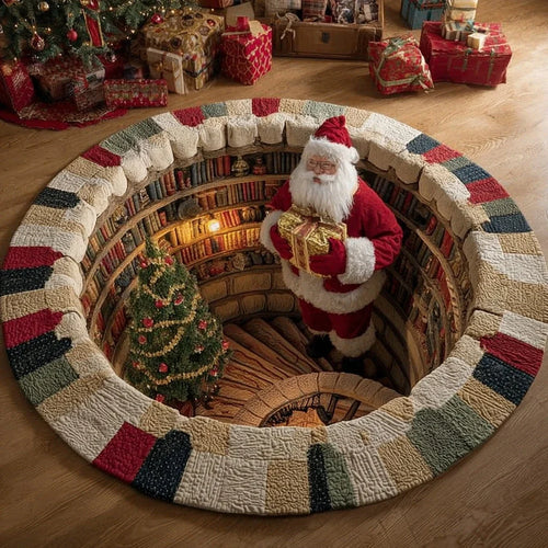 Santa Claus Grotto Quilted Round Mat
