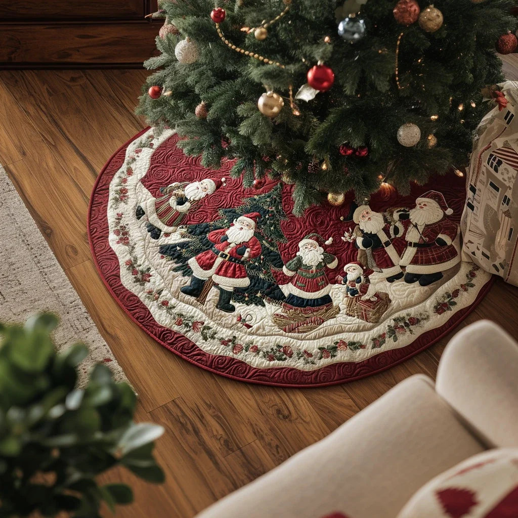 Santa Dream Christmas Quilted Tree Skirt