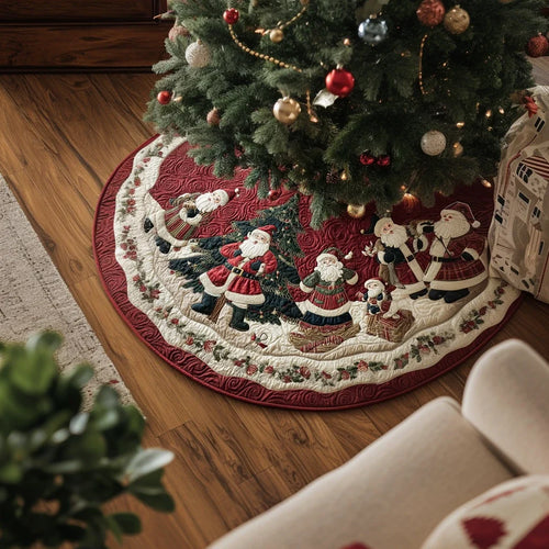 Santa Dream Christmas Quilted Tree Skirt