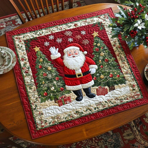 Santa Festive Wave Quilted Table Topper