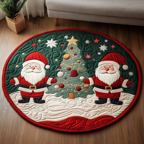 Santa Frolic Quilted Round Mat
