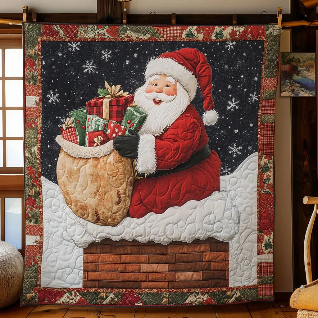 Santa Fun Chimney Quilt Blanket