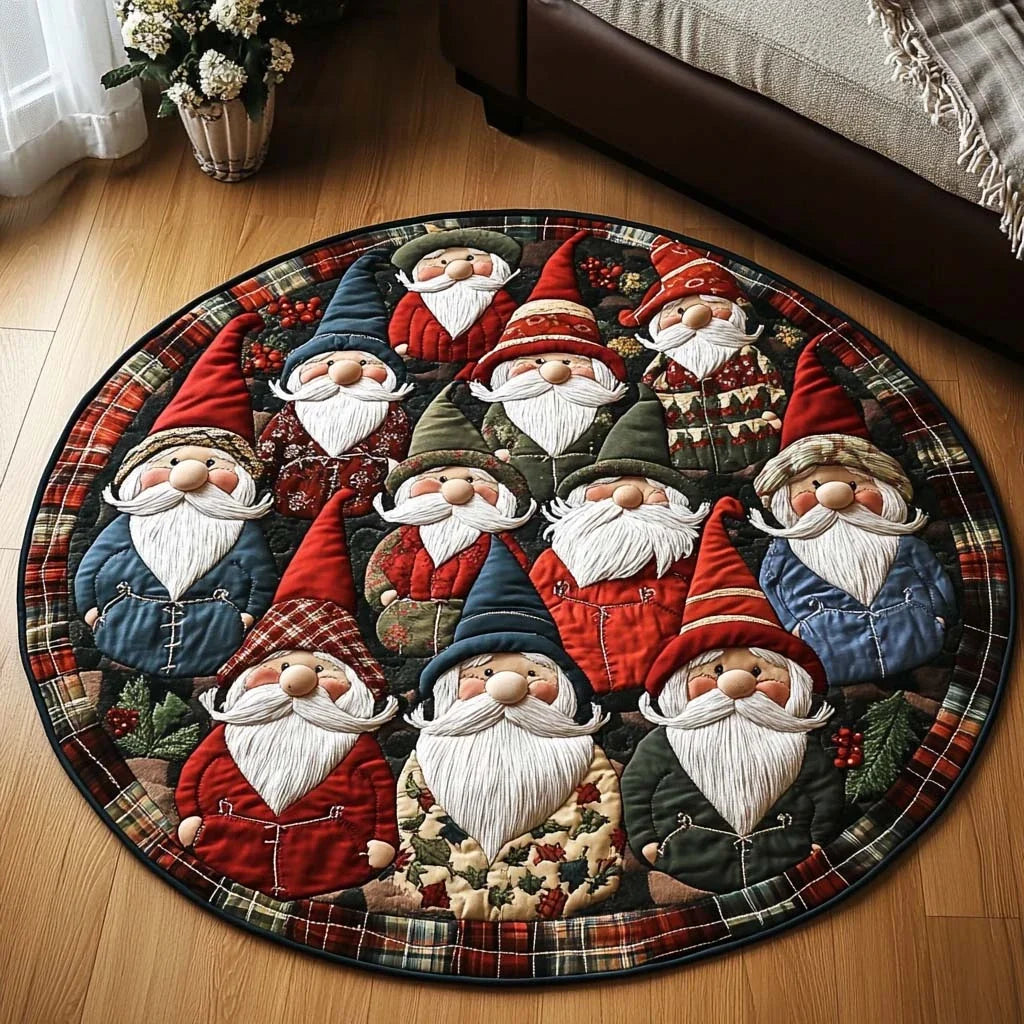 Santa Gathering Quilted Round Mat
