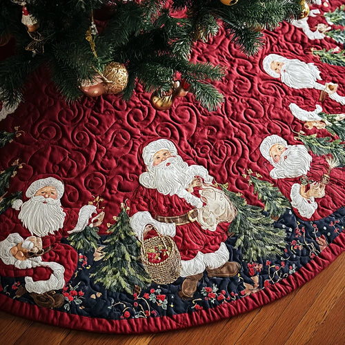 Santa Gift Christmas Quilted Tree Skirt