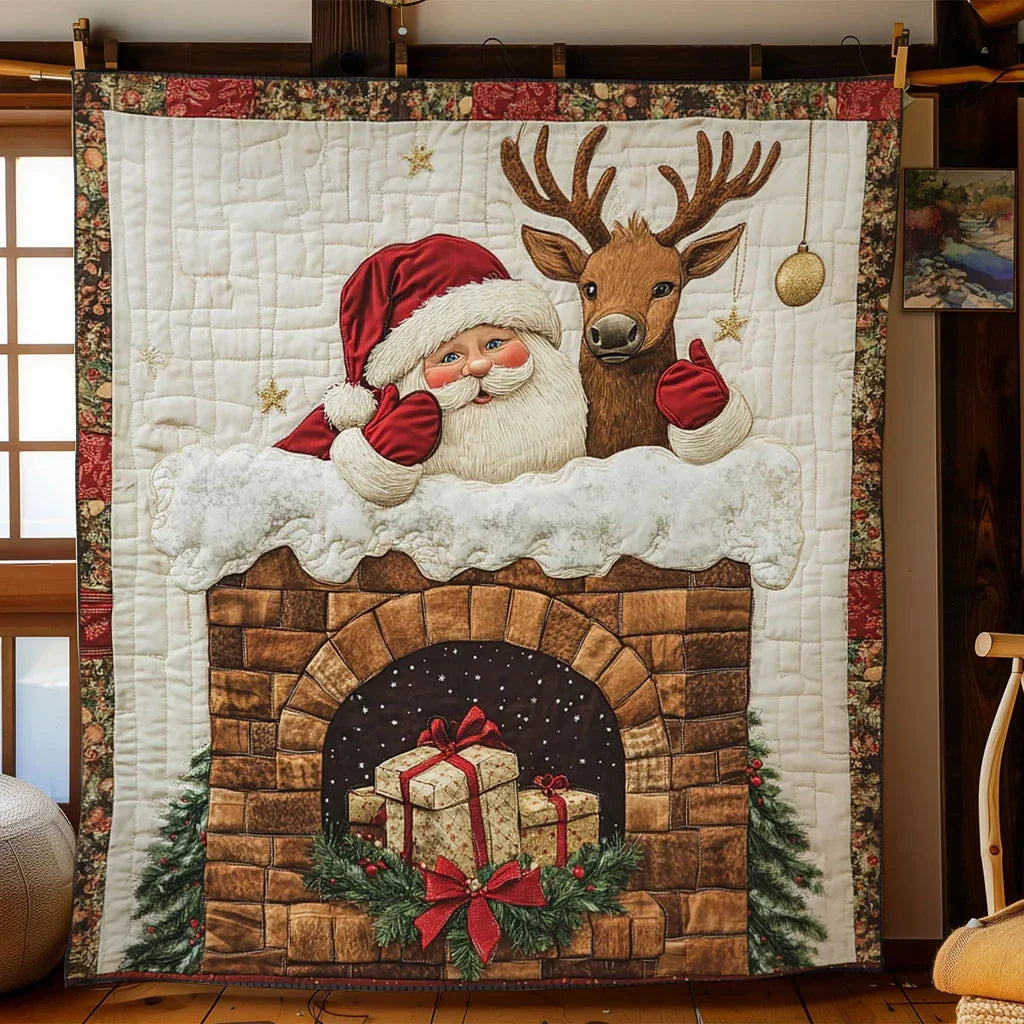 Santa Gift Climb Quilt Blanket