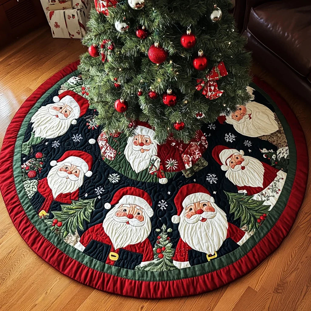 Santa Light Christmas Quilted Tree Skirt