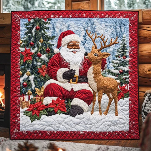 Santa Reindeer Love Quilt Blanket