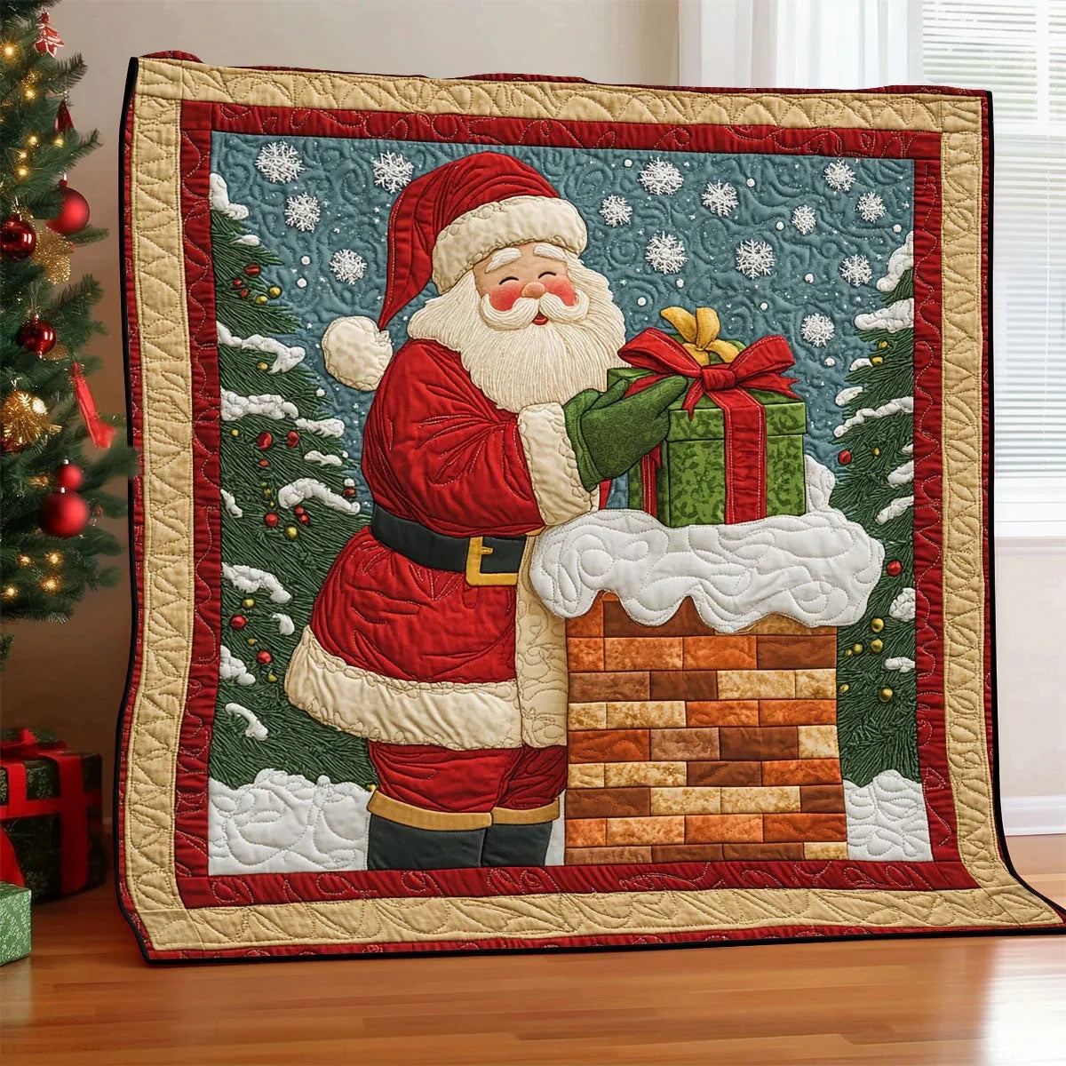 Santa's Gift Delivery Quilt Blanket