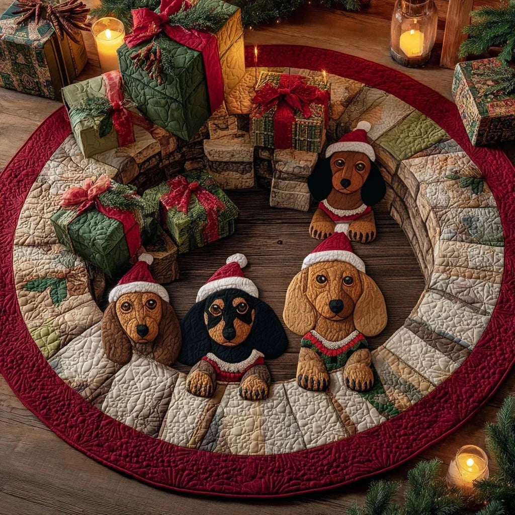 Santa Sausage Quilted Round Mat