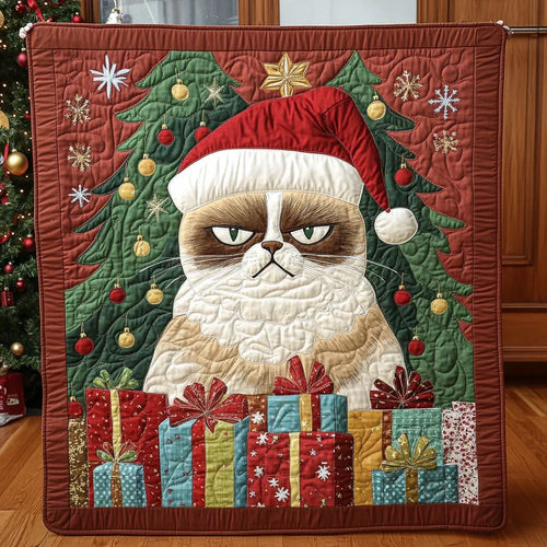 Santa Scowl Quilt Blanket