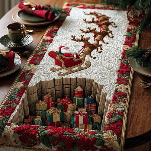 Santa Sleigh Quilted Table Runner