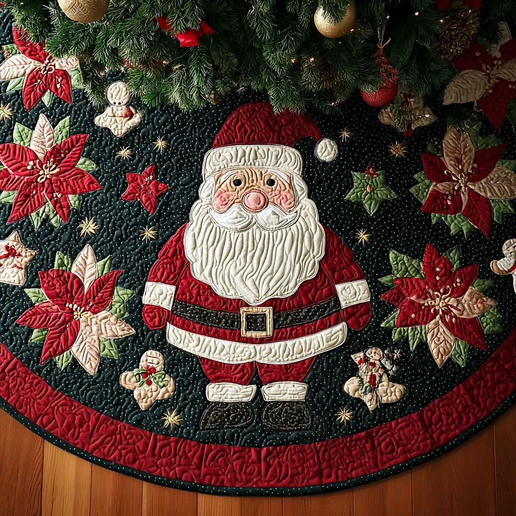 Santa Smile Christmas Quilted Tree Skirt