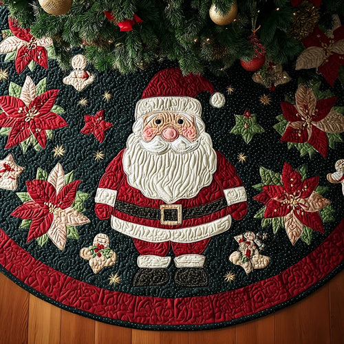 Santa Smile Christmas Quilted Tree Skirt