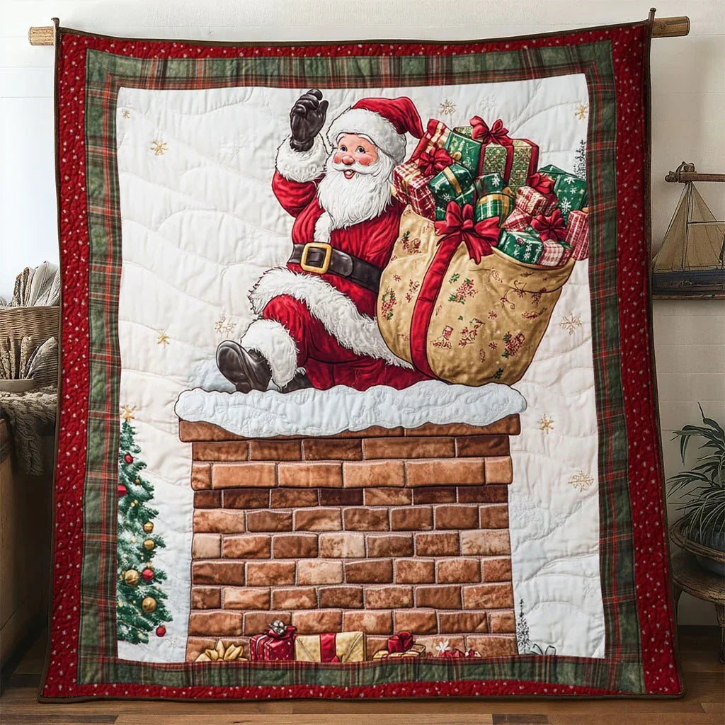Santa Snowy Chimney Quilt Blanket